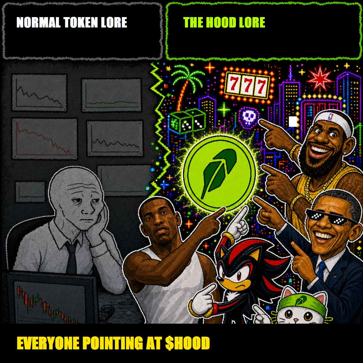 Normal token lore versus the hood lore reaction meme